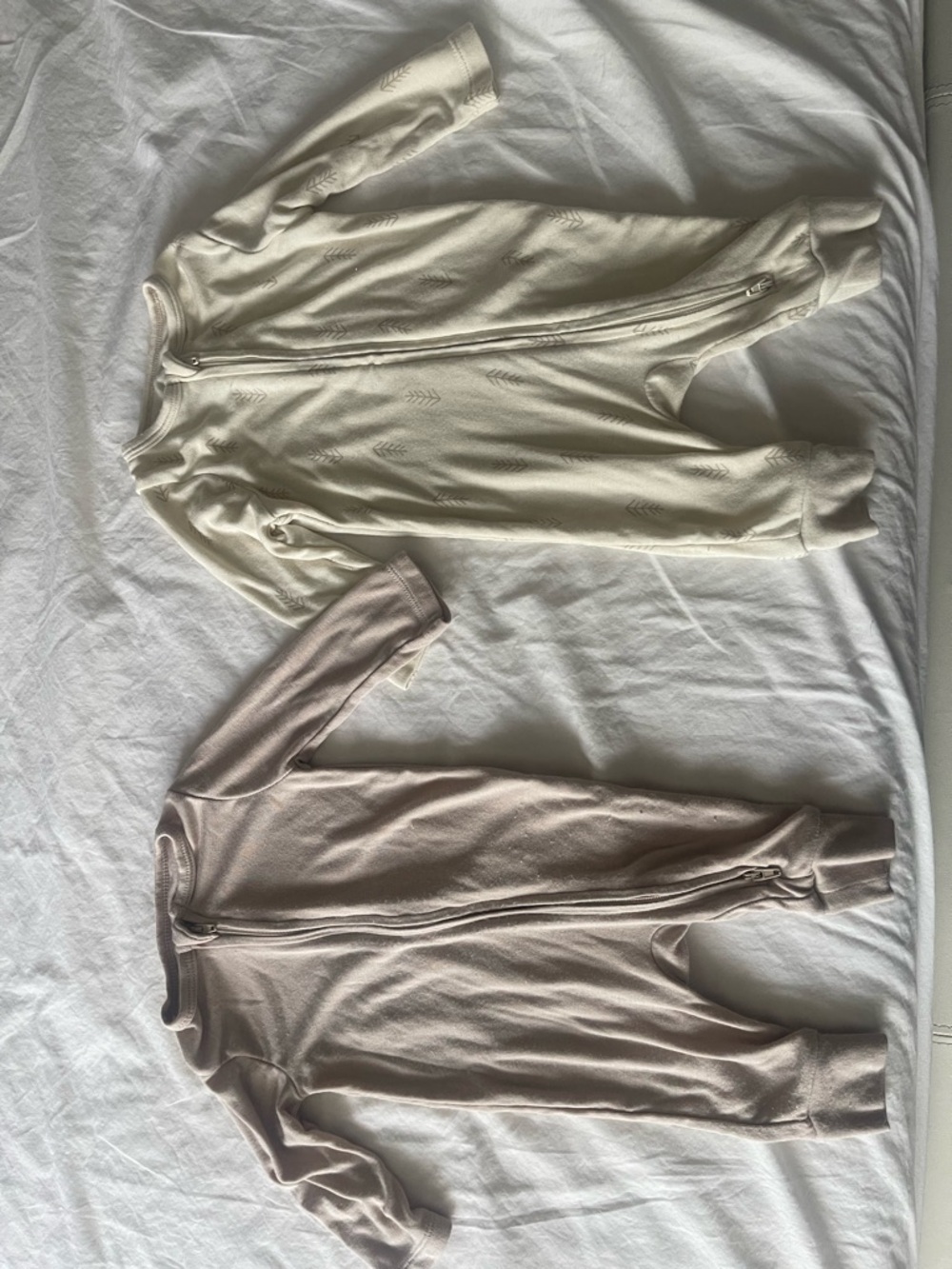 cloud island Neutral-Tone Baby Bodysuit Set — Cream & Taupe